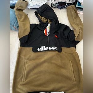 Ellesse Pullover Jacket Khaki Green & Black